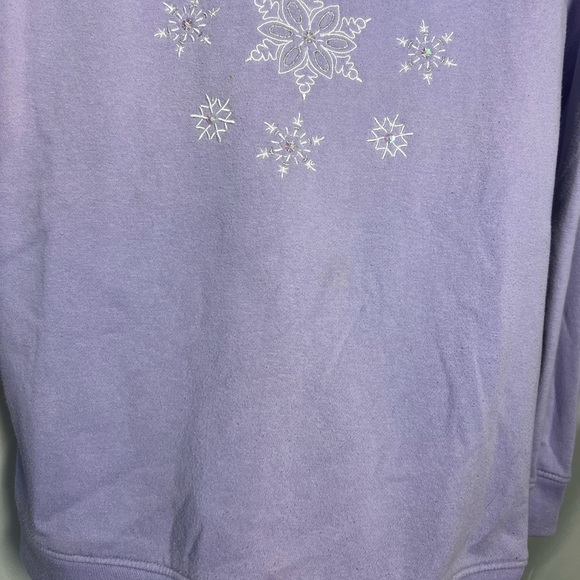 Holiday Tradition Lavender Crewneck Embroidered Snowflake Embellishments - Picture 6 of 9